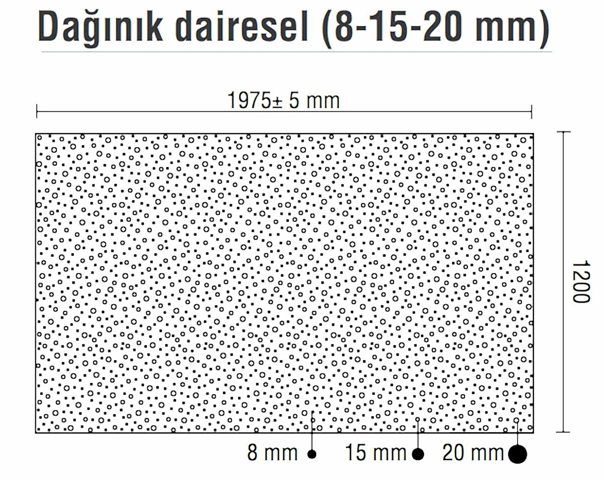 DALSAN AKUSTIK DAGINIK DAIRESEL 1.20X2M 8-15-20 MM DELIKLI