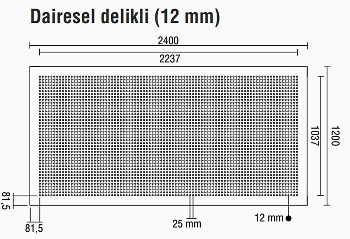 DALSAN AKUSTIK DAIRESEL 1.20X2.40M 12 MM DELIKLI