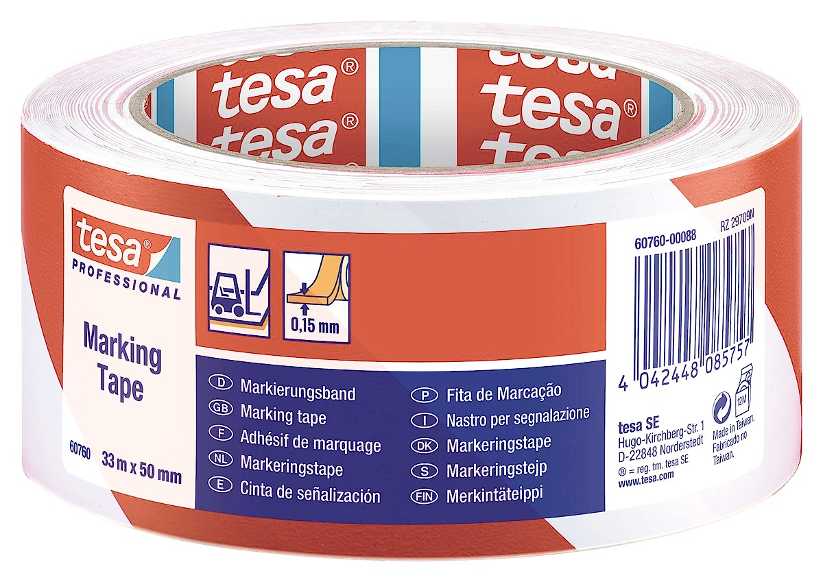 TESA 60760 YER ISARETLEME BANDI KIRMIZI BEYAZ 50MMX33M
